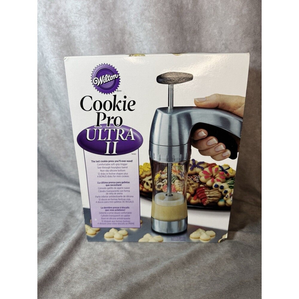 Wilton Cookie Pro Ultra II Cookie Press w/ 12 + 4 Bonus Discs, See-Through  NEW